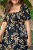 Square Neckline Balloon Sleeve Midi