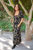 Square Neckline Balloon Sleeve Midi