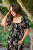 Square Neckline Balloon Sleeve Midi