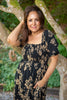 Square Neckline Balloon Sleeve Midi
