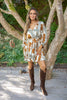 Dolman Sleeve Belted Mini - Camel/Grey