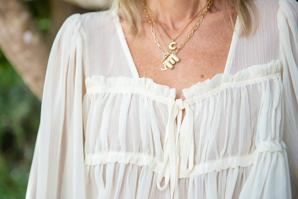 Sheer Long Sleeve Blouse - Cream