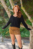 Back Bow V-Neck Sweater - Black