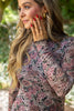 Floral Sheer Dress with Shirring - Pink
