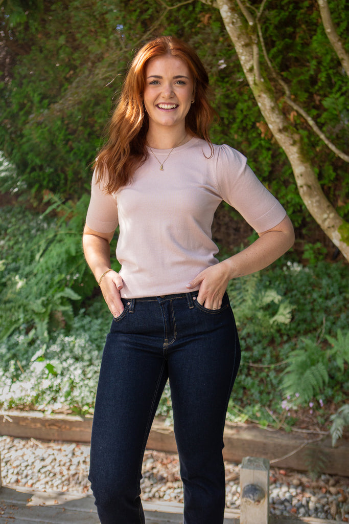 Short Puff Sleeve Sweater - Blush
