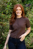 Short Sleeve Knit Cardigan - Brown