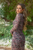 Floral Sheer Dress with Shirring - Pink