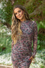 Floral Sheer Dress with Shirring - Pink