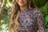 Floral Sheer Dress with Shirring - Pink