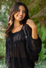 Sheer Long Sleeve Blouse - Black