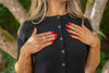 Short Sleeve Knit Cardigan - Black