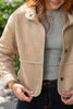 Suede Jacket with Sherpa Lining - Taupe