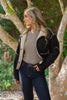 Suede Jacket with Sherpa Lining - Black