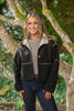 Suede Jacket with Sherpa Lining - Black