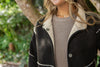 Suede Jacket with Sherpa Lining - Black