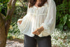 Sheer Long Sleeve Blouse - Cream