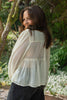 Sheer Long Sleeve Blouse - Cream