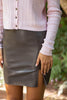 Faux Leather Mini Skirt - Brown