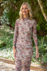 Floral Sheer Dress with Shirring - Cream