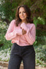 Button Up Cable Knit Cardigan - Pink