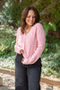 Button Up Cable Knit Cardigan - Pink