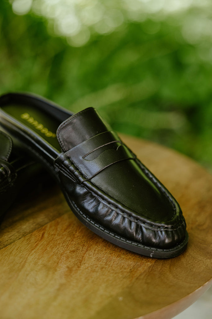 Open Back Loafers - Black