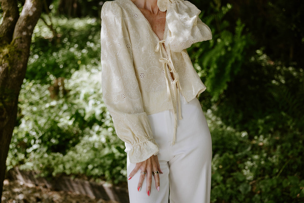 Embroidered Long Sleeve Shirt - Yellow