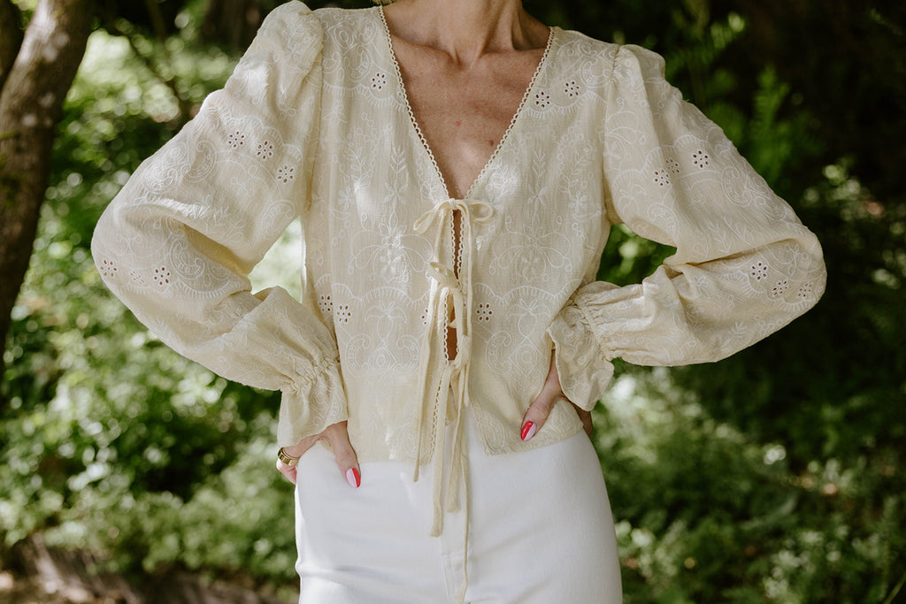 Embroidered Long Sleeve Shirt - Yellow