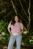 Scalloped Striped Shirt - Pink