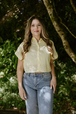 Embroidered Long Sleeve Shirt - Yellow