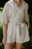 Button Up Linen Romper - Oat