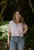 Eyelet Shirt with Front Tie - Pink