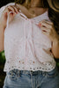 Eyelet Shirt with Front Tie - Pink