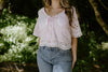 Eyelet Shirt with Front Tie - Pink