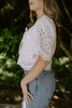Eyelet Shirt with Front Tie - Pink
