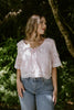 Eyelet Shirt with Front Tie - Pink