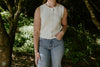 Rolled Hem Sleeveless Vest - Cream