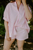 Oversized Striped Shirt & Shorts Set - Pink
