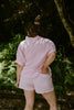 Oversized Striped Shirt & Shorts Set - Pink