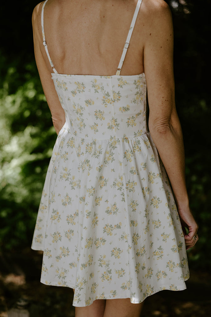 Floral Print Midi Dress - Yellow