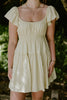 Shirred Flounce Mini Dress - Yellow