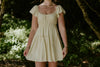 Shirred Flounce Mini Dress - Yellow