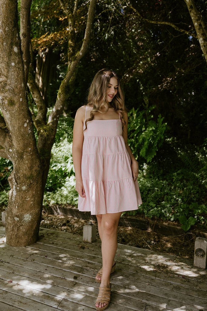 Striped Sun Dress - Pink