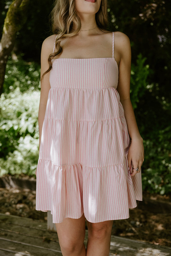 Striped Sun Dress - Pink