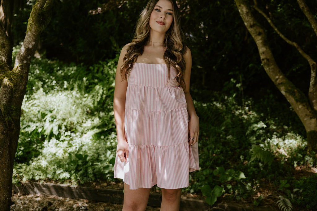 Striped Sun Dress - Pink