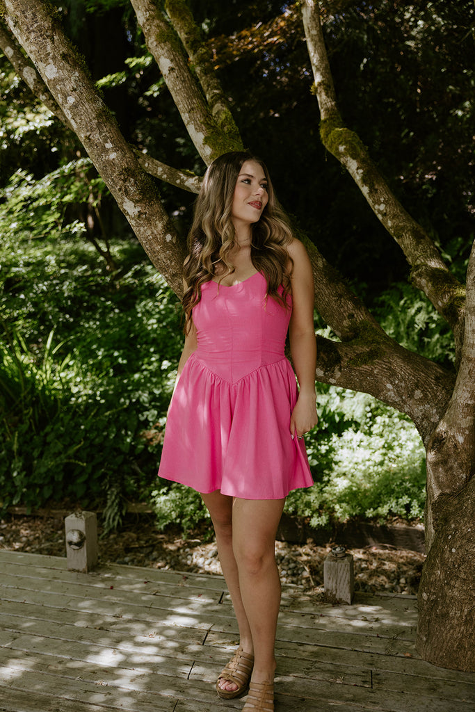 Spaghetti Strap Mini Dress - Pink