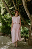 Bubble Top & Flowy Midi Skirt Set - Pink