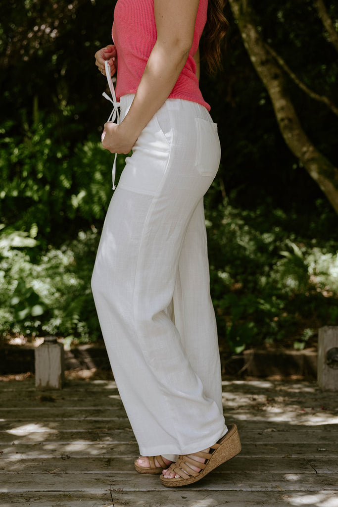 Linen Pant With Straight Leg - White