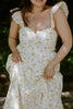 Floral Eyelet Corset Midi Dress - Yellow