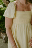 Pleated Front Puff Sleeve Mini - Yellow